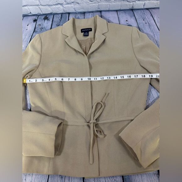 AnnTaylor 2 Piece Classic Minimalist Business Casual Tan Suit Blazer 6 Pants 10P - Picture 4 of 12